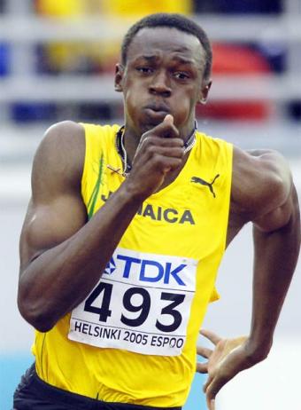 Usain Bolt durante prova dos 400 metros. (Jesus.orbea/wikimedia)